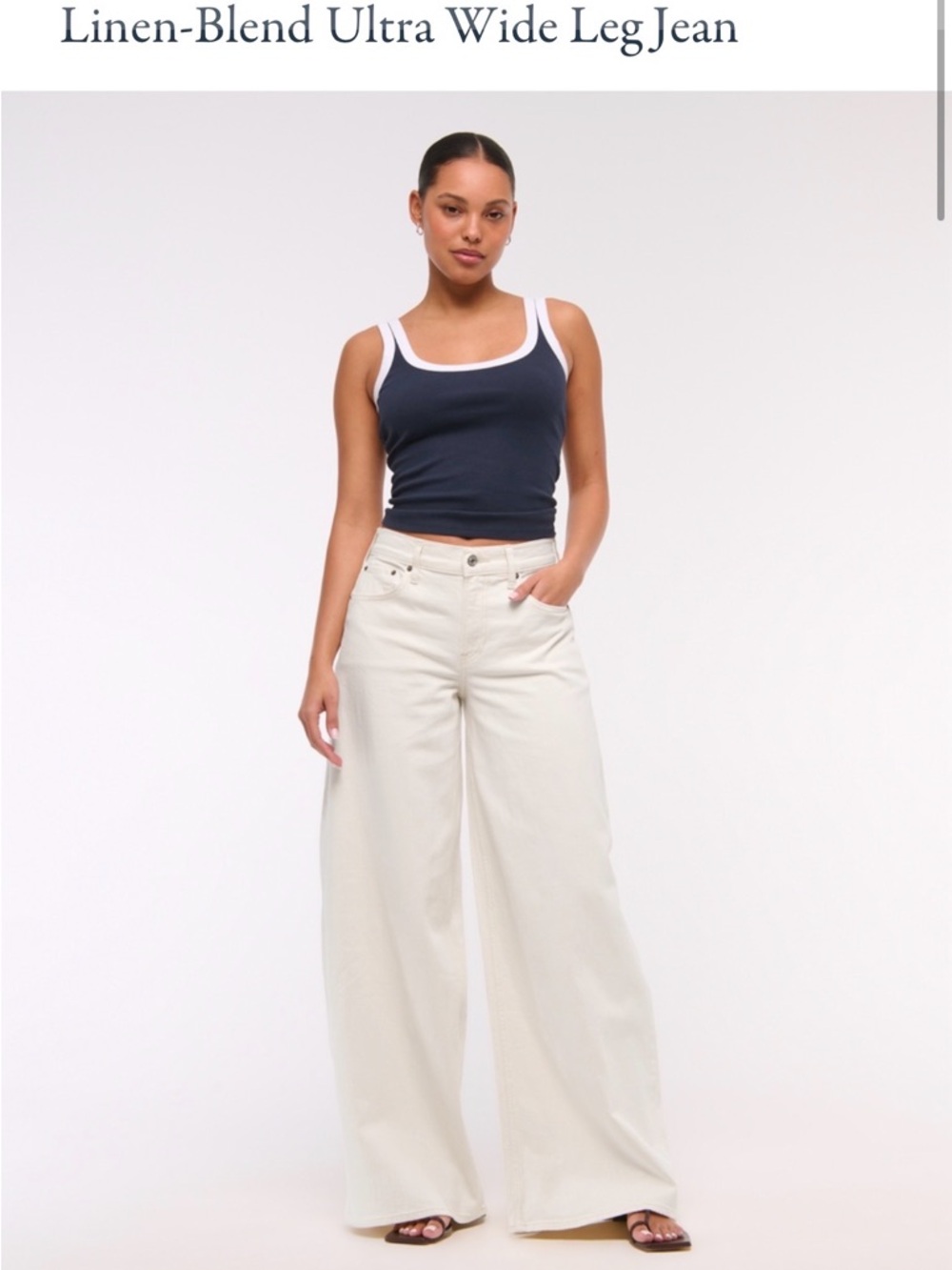 Abercrombie & Fitch Cream Ultra Wide Leg Jeans
